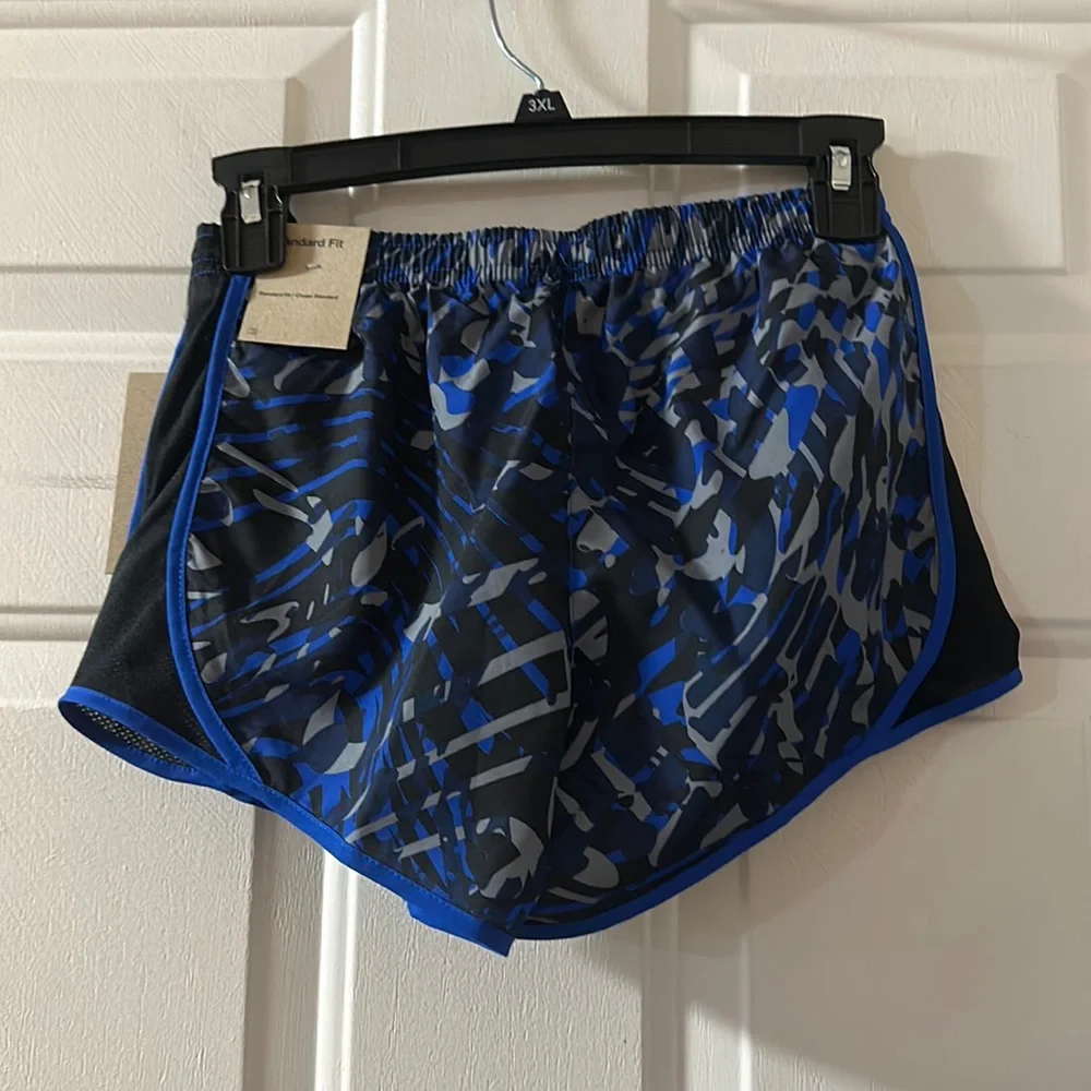 Nike DRI-FIT Tempo Running Shorts: BLACK/BLUE/GRAY PRINT: NWT: SIZE M